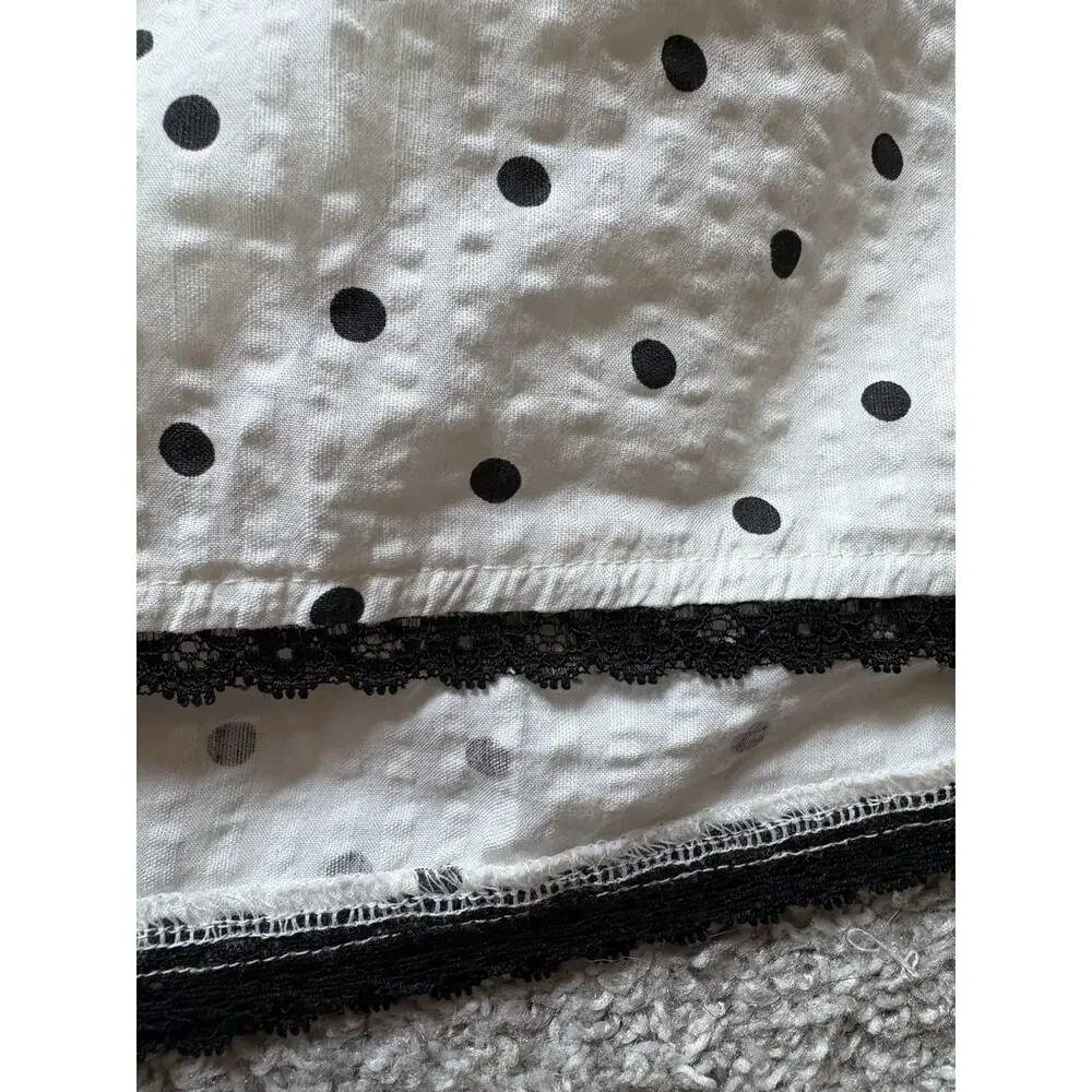 Aerie Women's Seersucker Black And White Polka Dot Shorts Size Large NWT